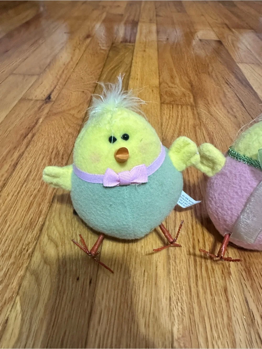 Set of 3 Plush Easter Chick Decorations - Yellow & Pastel